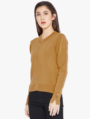 Mustard zip up ribbed pullover - 15814980 - Standard Image - 2