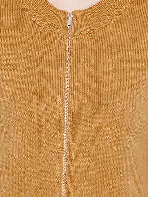 Mustard zip up ribbed pullover - 15814980 - Standard Image - 5