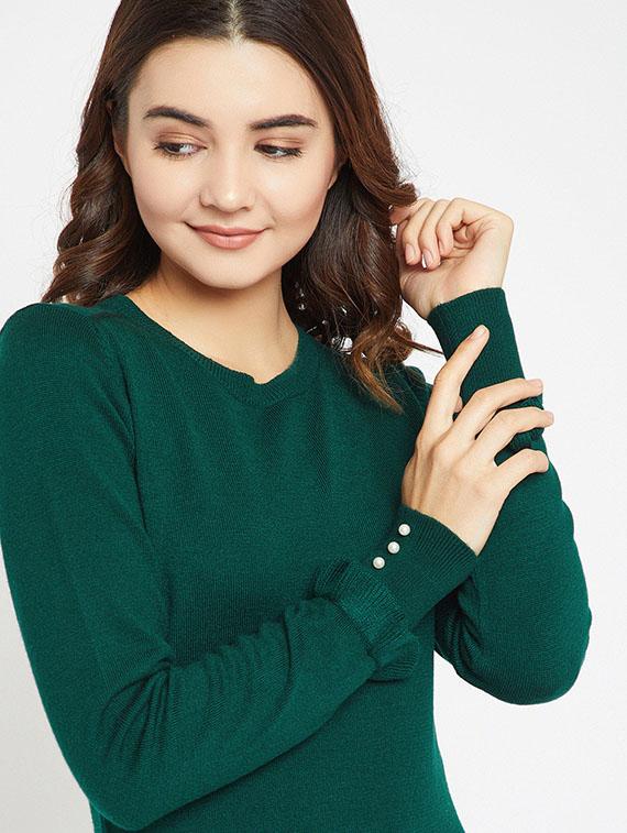 Pearl embellished frill sleeved pullover - 15814990 - Zoom Image - 5