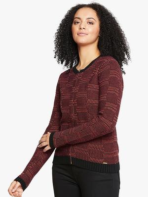 Geometric pattern zip up pullover - 15814999 - Standard Image - 2