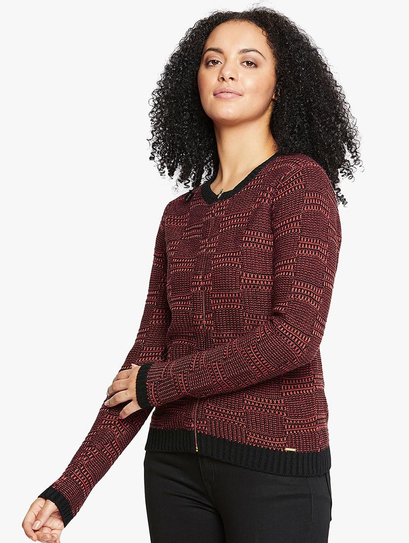 Geometric pattern zip up pullover - 15814999 - Zoom Image - 2