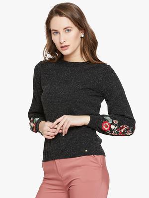 Floral embroidered shimmery pullover - 15815001 - Standard Image - 2