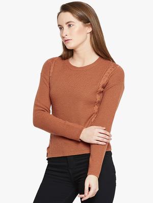 Cable knit eyelet lace up pullover - 15815007 - Standard Image - 2