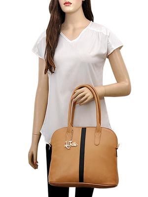 tan leatherette (pu) combo handbag - 15815178 - Standard Image - 5