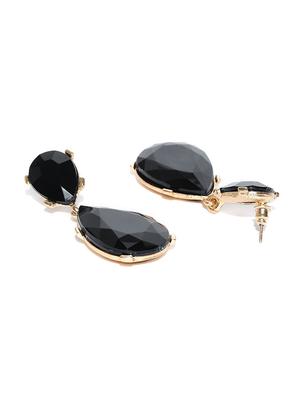 black gold plated drop earring - 15815322 - Standard Image - 2