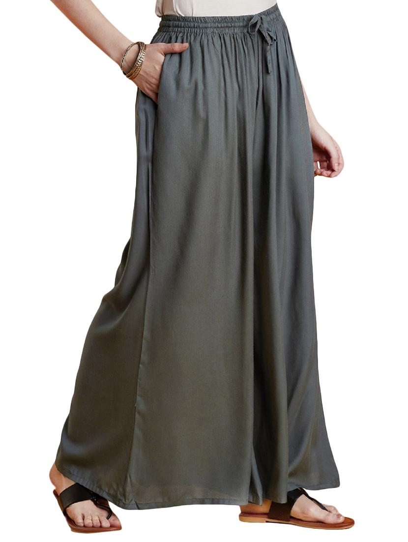 drawstring waist flared palazzo - 15815585 - Zoom Image - 2
