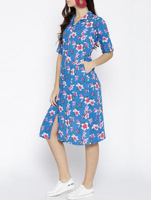 button detail floral a-line dress - 15816260 - Standard Image - 2