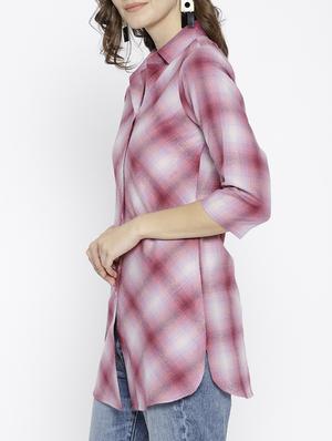 Checkered shirt tunic - 15816261 - Standard Image - 2