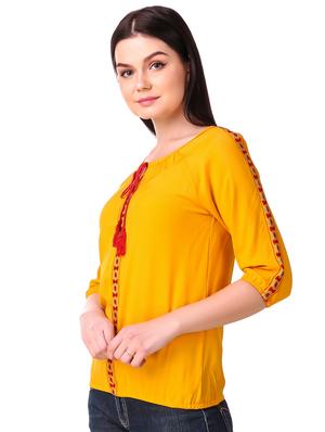 Tassel tie neck embroidered top - 15816376 - Standard Image - 2