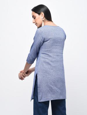 Kaantha straight kurti with tassels - 15817028 - Standard Image - 2