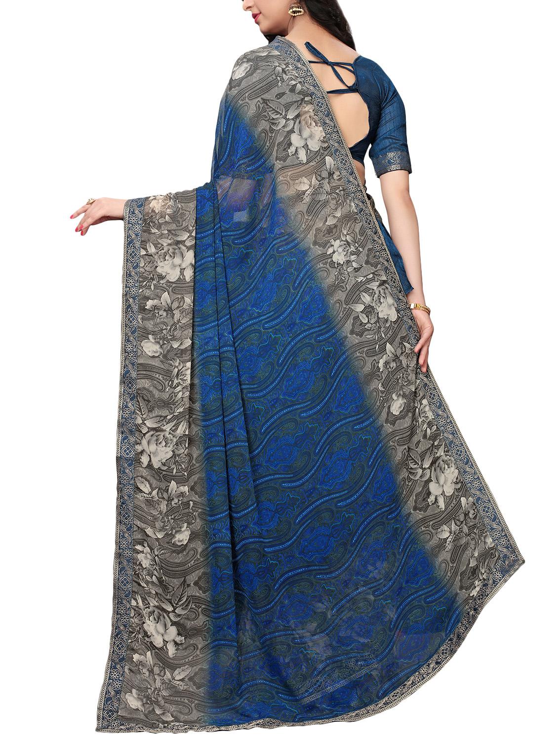 printed cotton silk saree with blouse - 15817081 - Zoom Image - 2