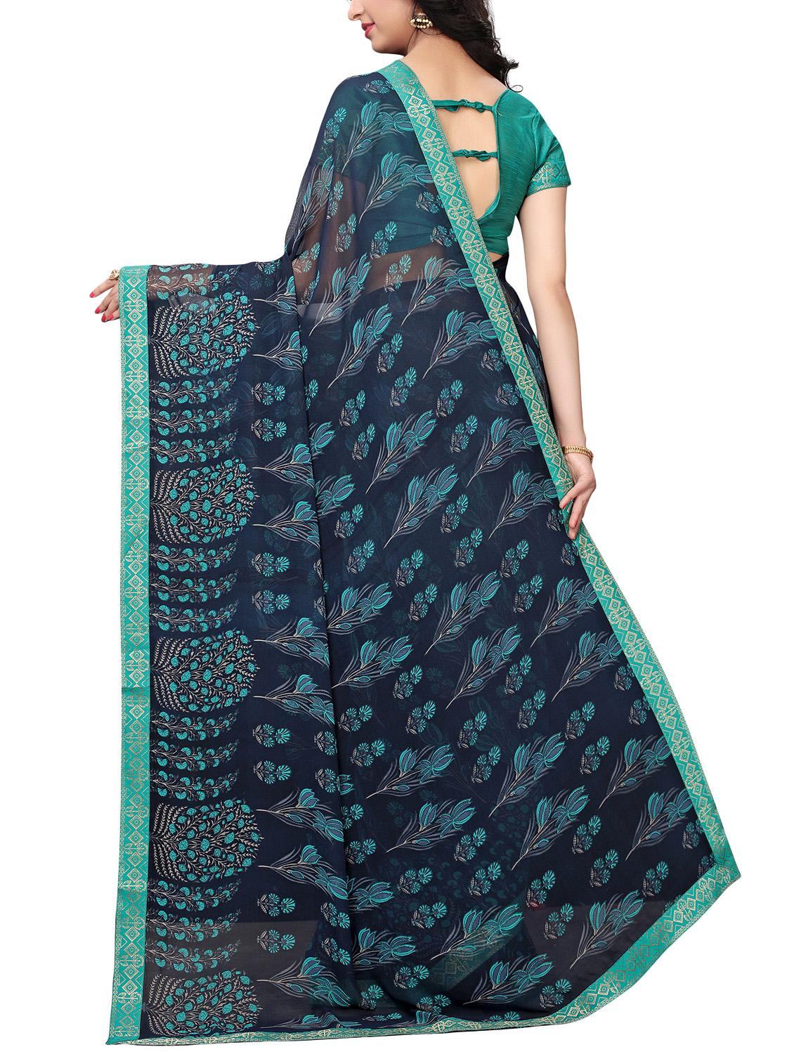 printed cotton silk saree with blouse - 15817082 - Zoom Image - 2
