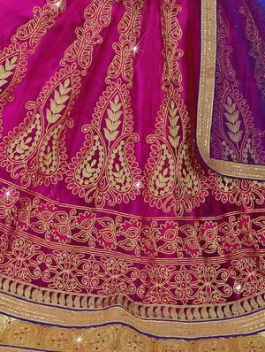 zari embroidered flared lehenga - 15817130 - Standard Image - 2