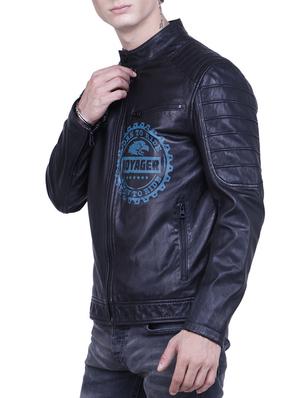 black printed biker jacket - 15817450 - Standard Image - 2