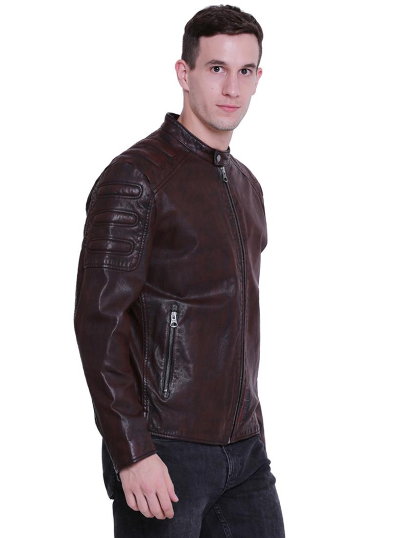 brown leather biker jacket - 15817458 - Zoom Image - 2