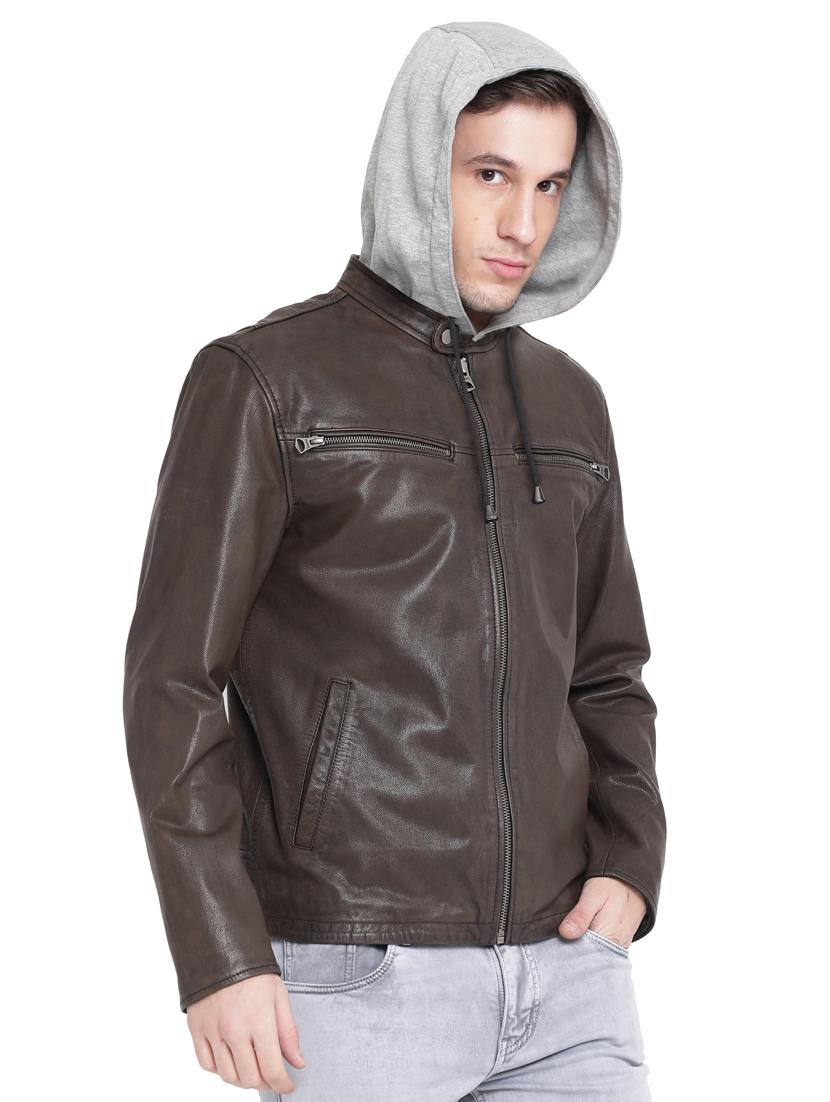 brown leather biker jacket - 15817488 - Zoom Image - 2