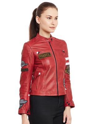 Graphic patch detail biker jacket - 15817655 - Standard Image - 2