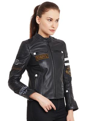 graphic patch detail biker jacket - 15817656 - Standard Image - 2