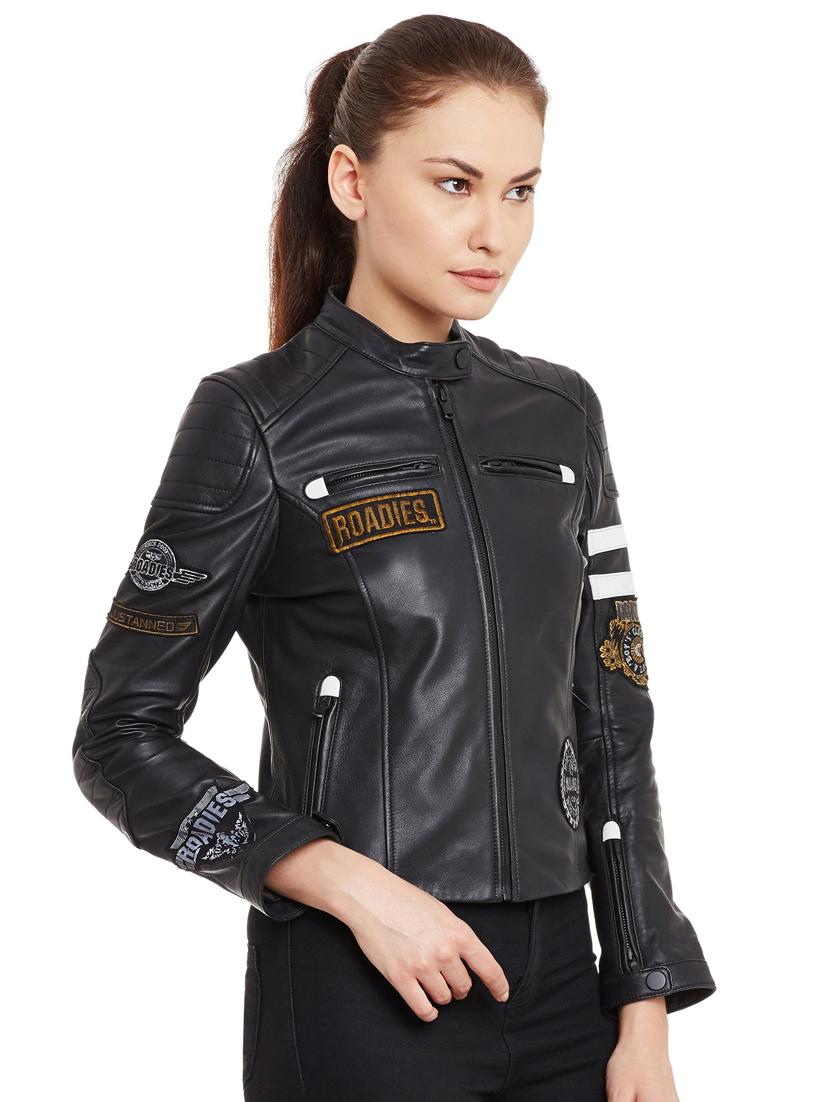graphic patch detail biker jacket - 15817656 - Zoom Image - 2