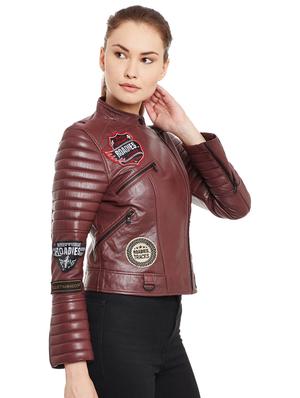 Graphic patch quilted sleeved biker jacket - 15817657 - Standard Image - 2
