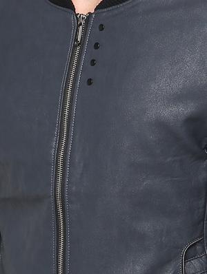 blue leatherette biker jacket - 15817826 - Standard Image - 5