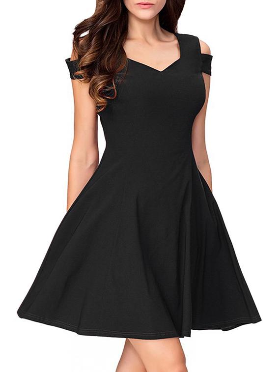 cold shoulder skater dress - 15817831 - Zoom Image - 2