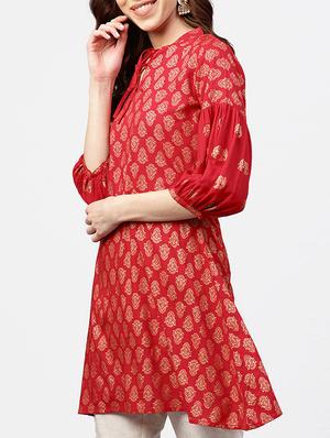 ethnic motif printed a-line kurta - 15818716 - Standard Image - 2