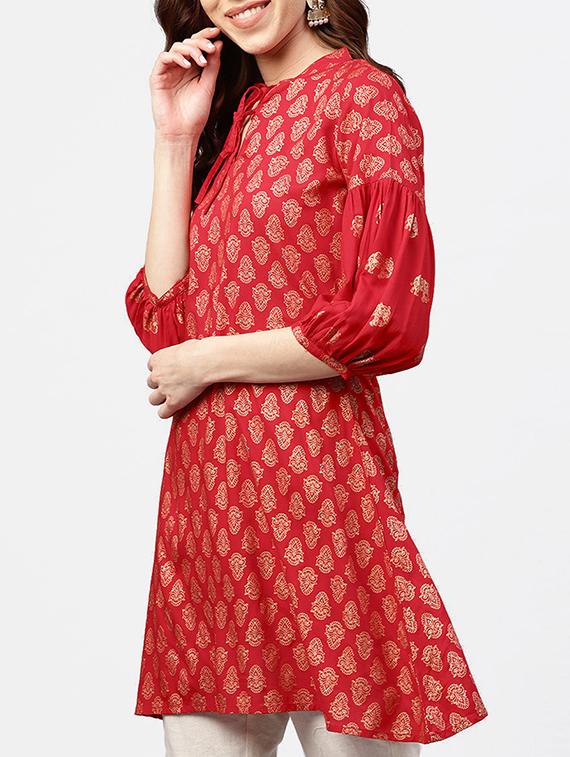 ethnic motif printed a-line kurta - 15818716 - Zoom Image - 2