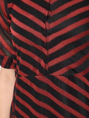 a-line striped v-neck dress - 15821164 - Standard Image - 5