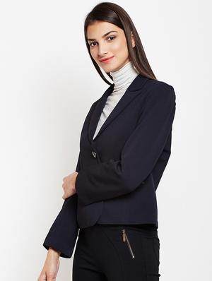 back slit zipper detail casual blazer - 15821483 - Standard Image - 2