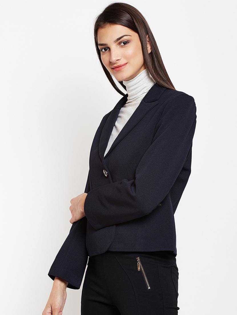 back slit zipper detail casual blazer - 15821483 - Zoom Image - 2
