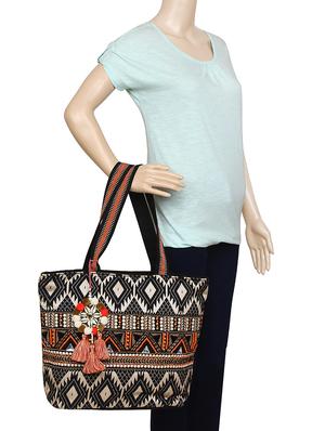 black cotton regular handbag - 15822454 - Standard Image - 5