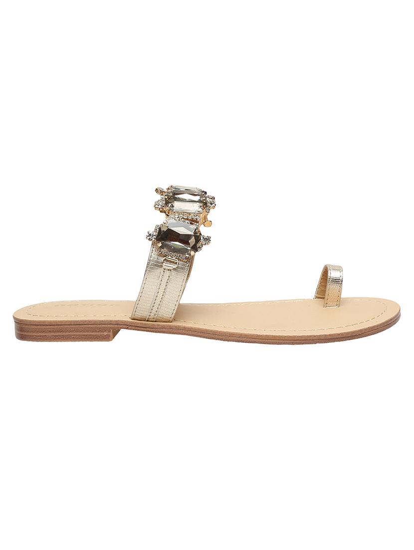 gold one toe sandals - 15822565 - Zoom Image - 2