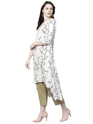 printed high-low kurta with palazzo set - 15823590 - Standard Image - 2