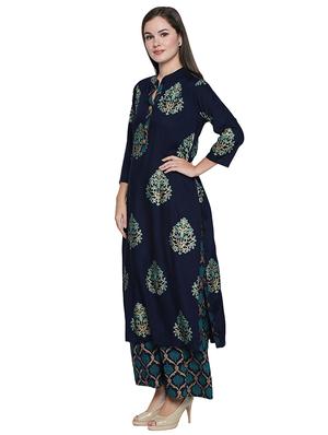 printed kurta with palazzo set - 15823603 - Standard Image - 2