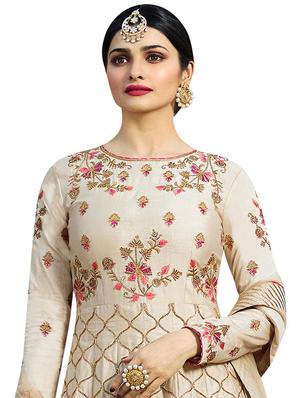 embroidered semi-stitched anarkali suit - 15823751 - Standard Image - 2