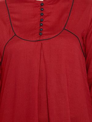 red viscose highlow kurti - 15824890 - Standard Image - 5