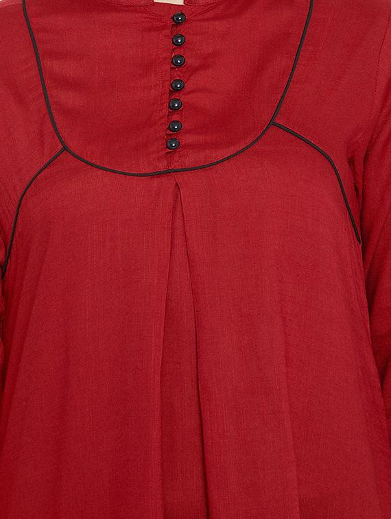 red viscose highlow kurti - 15824890 - Zoom Image - 5