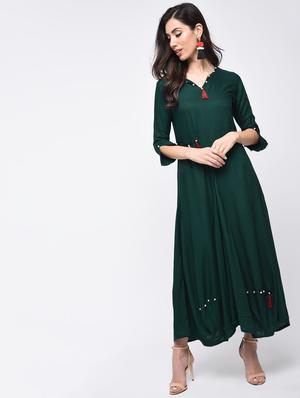 tassel detail flared kurta - 15825036 - Standard Image - 2