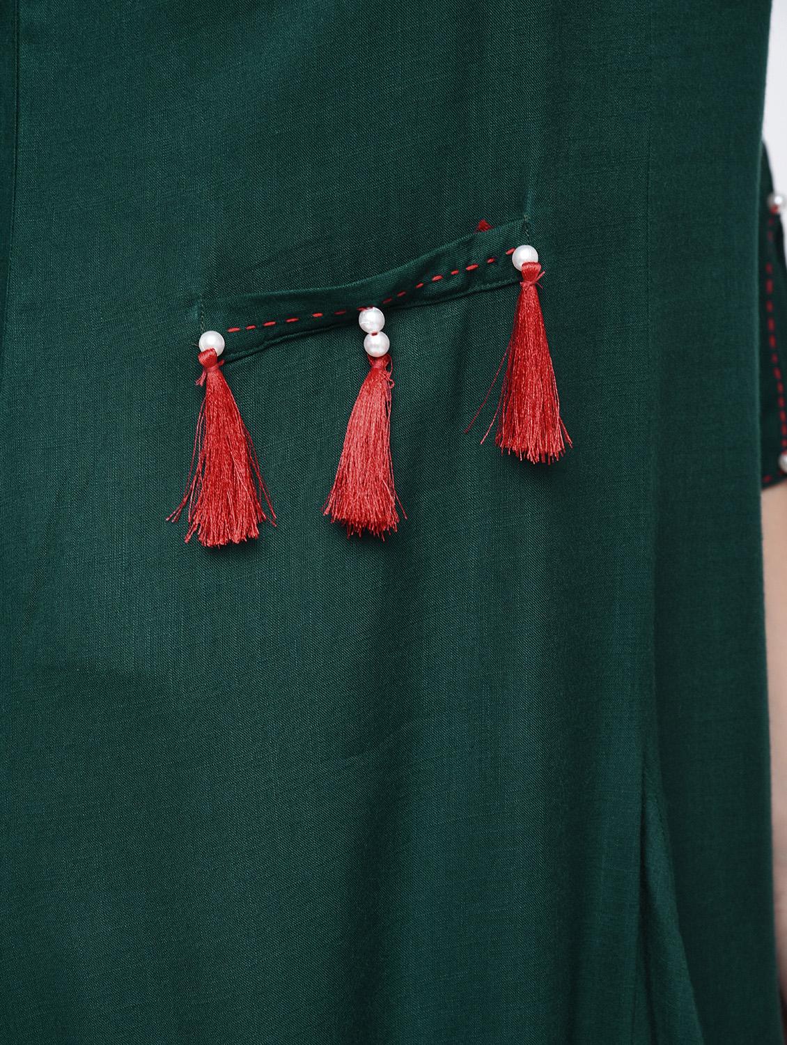 tassel detail flared kurta - 15825036 - Zoom Image - 5