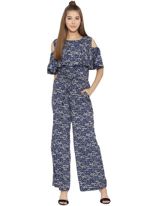 cold shoulder ruffle detail jumpsuit - 15825156 - Standard Image - 1
