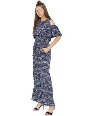 cold shoulder ruffle detail jumpsuit - 15825156 - Standard Image - 2