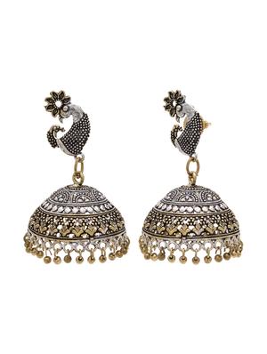 silver metal jhumka earring - 15826422 - Standard Image - 2