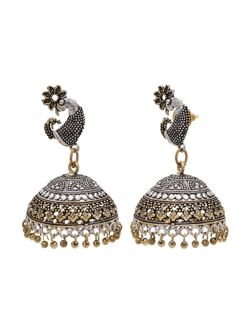 silver metal jhumka earring - 15826422 - Zoom Image - 2