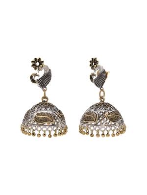 silver metal jhumka earring - 15826427 - Standard Image - 2
