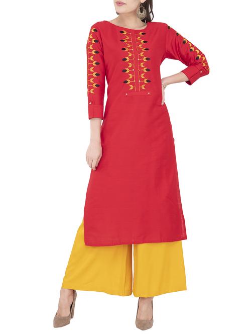 Embroidered straight kurta - 15826470 - Very Small Image - 1