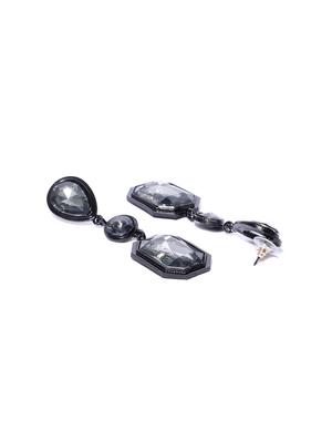 black silver plated drop earring - 15826874 - Standard Image - 2