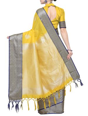 ethnic motif self design banarasi saree with blouse - 15827331 - Standard Image - 2