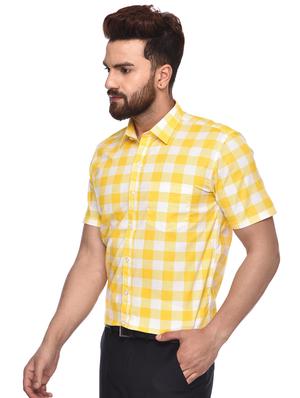 yellow checkered casual shirt - 15829394 - Standard Image - 2