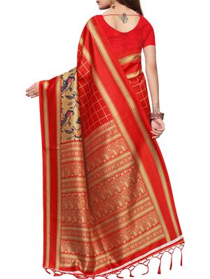 printed art silk saree with blouse - 15829583 - Standard Image - 2